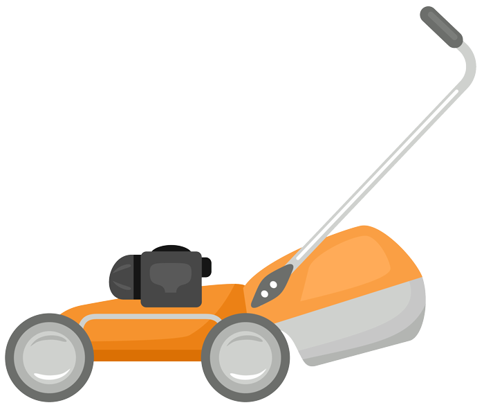 cartoon orange lawnmower